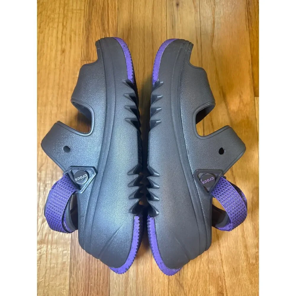 Crocs Sport Sandals Mens 7 Womens 9 Black Purple Adjustable Strap M7 W9